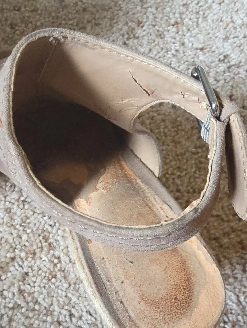 Taupe Suede Peep-Toe Wedge Sandals - Women 8.5